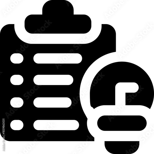 clipboard glyph icon. Strong and solid vector icon for websites, mobile interfaces, presentations, and visual branding. High quality and easy to edit.