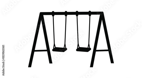 a minimalistic representation of a swing set against a white background a striking silhouette