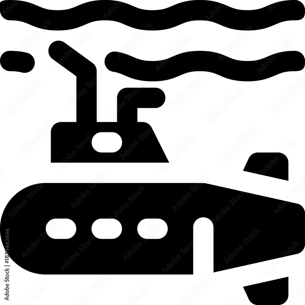 Obraz premium submarine glyph icon. Strong and solid vector icon for websites, mobile interfaces, presentations, and visual branding. High quality and easy to edit.