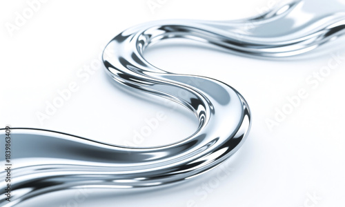 Fototapeta Naklejka Na Ścianę i Meble -  Elegant liquid-like 3D S-curve flowing across the background glass or metallic texture  Generative AI