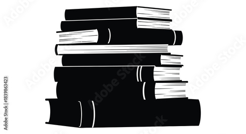 A striking stack of books in black and white a visual representation of knowledge silhouette