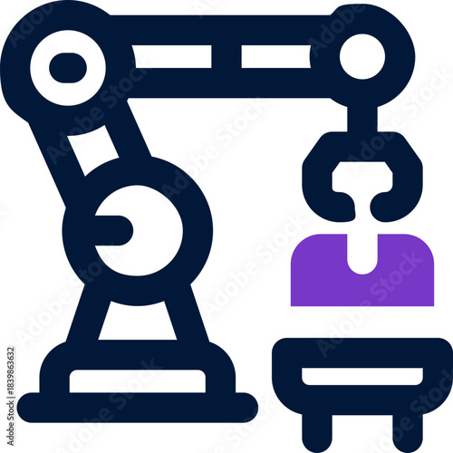 robot arm duotone icon. Sleek and modern vector icon for websites, mobile apps, marketing materials, and corporate design. Fully scalable and ready to use.