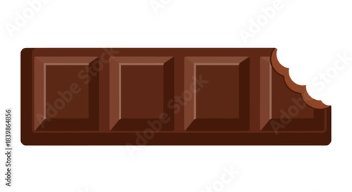 A rectangular dark chocolate bar with a bite mark on the corner, representing a sweet indulgence.