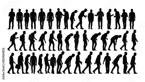 a series of human figures depicted in various poses and stages of movement a striking silhouette