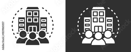 Company Icon Set Vector Collection Isolated In Black And White