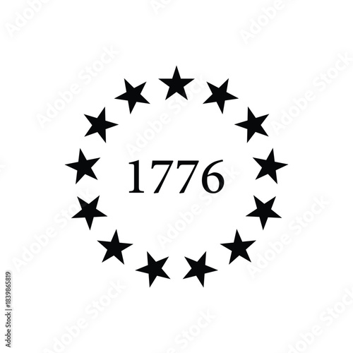 Betsy ross 13 stars 1776 with circle icon vector flat design on white background.