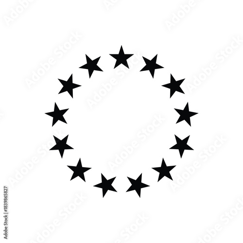 13 stars with circle icon vector flat design on white background.