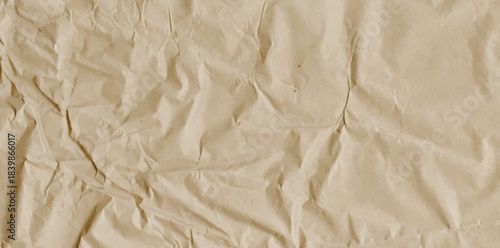 Vintage paper vector with brown craft surface, fold marks, and crumple texture. Old cardboard background for rustic graphic design, scrapbook, or stationery layout, collage