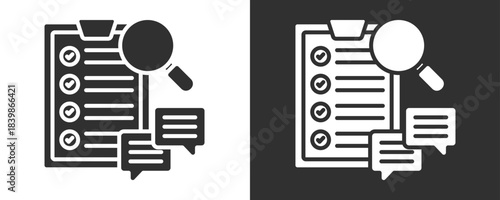 Survey Icon Set Vector Collection Isolated In Black And White