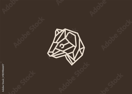 A geometric simple lineart ferret logo using clean elongated shapes to highlight its curious face and slender body, representing agility, playfulness, and alert movement