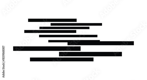 Abstract arrangement of black rectangular shapes layered against a white background a striking silhouette