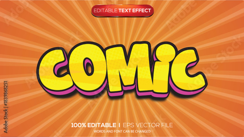 3D text effect comic theme