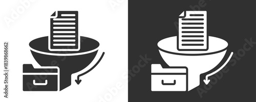Data Extraction Icon Set Vector Collection Isolated In Black And White