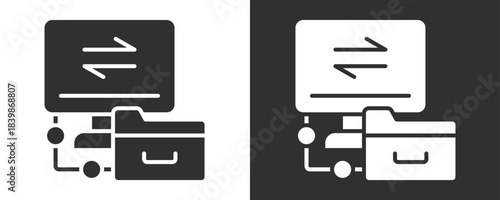 Data Transmission Icon Set Vector Collection Isolated In Black And White