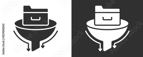 Data Filtering Icon Set Vector Collection Isolated In Black And White