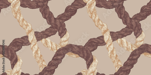 Engraving-style intertwined nautical rope seamless pattern for masculine packaging, textiles, and maritime branding