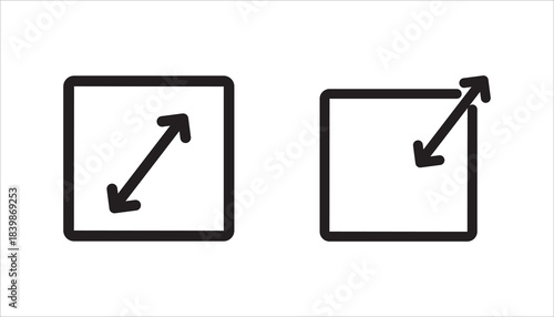 Size linear style icon set . Measurement and resizing. Height, width, depth. Displays the dimensions of objects. Defining and adjusting the size. Editable stroke width