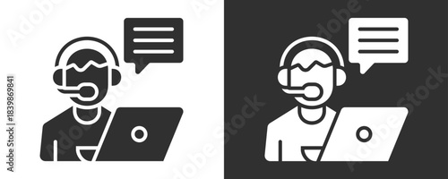 Call Center Icon Set Vector Collection Isolated In Black And White