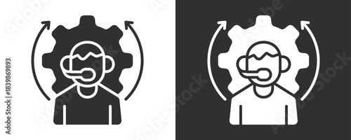 Assistance Icon Set Vector Collection Isolated In Black And White