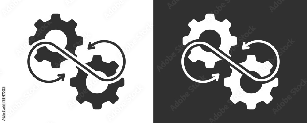 Naklejka premium Integration Icon Set Vector Collection Isolated In Black And White