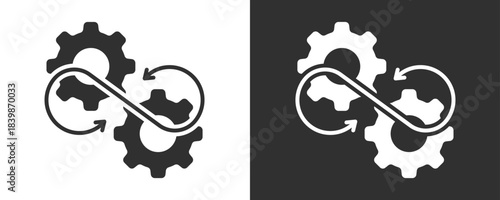 Integration Icon Set Vector Collection Isolated In Black And White
