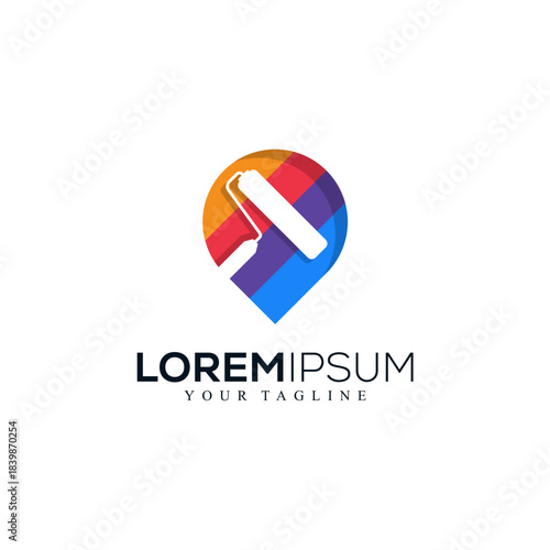 Vibrant Paint Roller Location Icon for Home Renovation Services