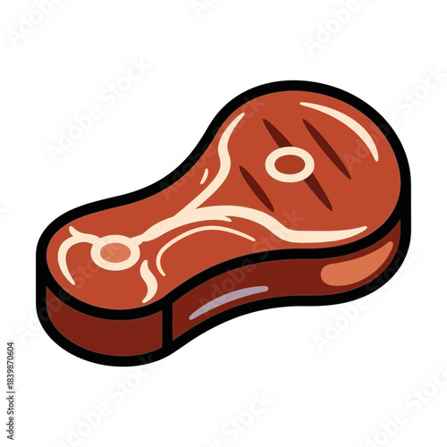 Stylized grilled steak silhouette isolated on white background