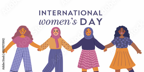 Celebrating international women s day with diverse group of women holding hands