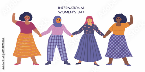 Celebrating international women s day with diverse group of women holding hands