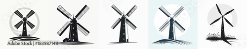 WINDMILL VECTOR WHITE BACKGROUND