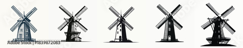 WINDMILL VECTOR WHITE BACKGROUND