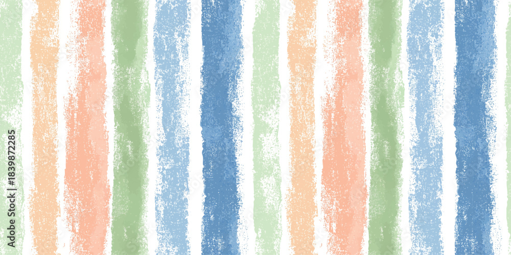 Fototapeta premium Abstract hand-painted vertical brushstroke stripe seamless pattern in light pastel colors for modern fabrics and contemporary wallpaper