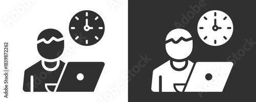 Working Hours Icon Set Vector Collection Isolated In Black And White