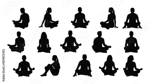 a collection of diverse yoga poses depicted in black showcasing individuals in meditative stances a striking silhouette