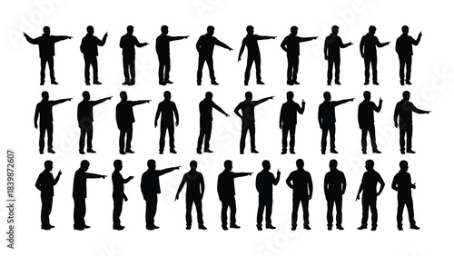 a collection of diverse human figures is presented in stark black showcasing various poses and actions as a silhouette