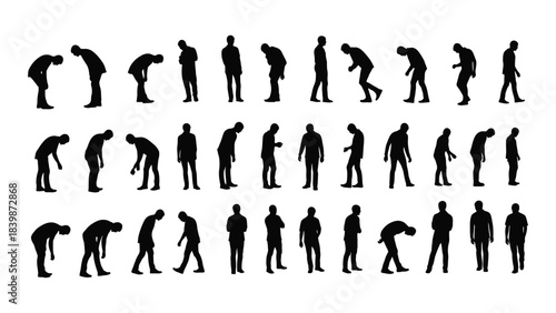a collection of various human poses presented as black shapes against a white background a striking silhouette