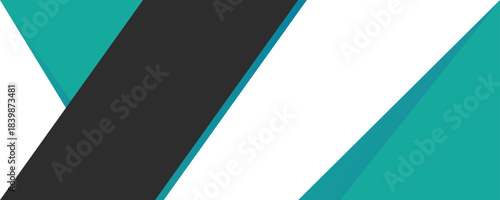 Abstract geometric background with diagonal shapes in teal, black, and white isolated on transparent background