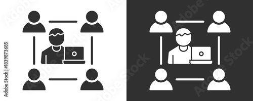 Team Leadership Icon Set Vector Collection Isolated In Black And White