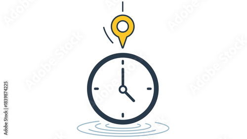 Time is Ticking: Conceptualizing the essence of time with an isolated clock and location icon, representing duration, and precise timing.