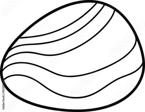 Pebble line art vector smooth rounded stone shape with wavy lines 1