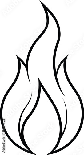 Flame line art vector minimal thin black outline fire