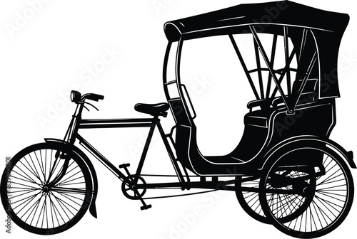 Silhouette of a cycle rickshaw moving forward