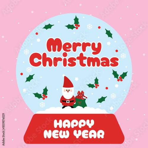 Cute Santa Snow Globe Greeting