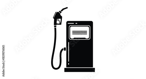 A simple black and white depiction of a gas pump at a fueling station silhouette