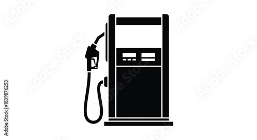 A stark black silhouette of a classic gas pump representing fuel and automotive services silhouette