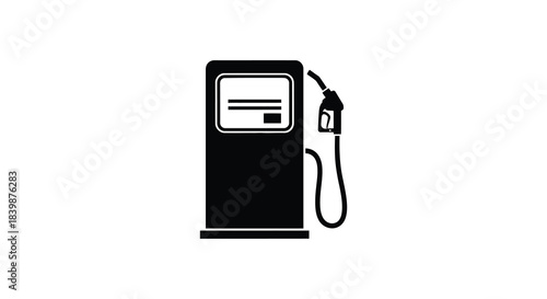 A stark black gas pump icon illustrating fuel services and modern station design silhouette