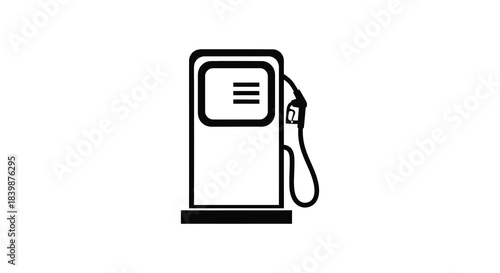 Simple black and white illustration of a gas pump a common roadside sight silhouette