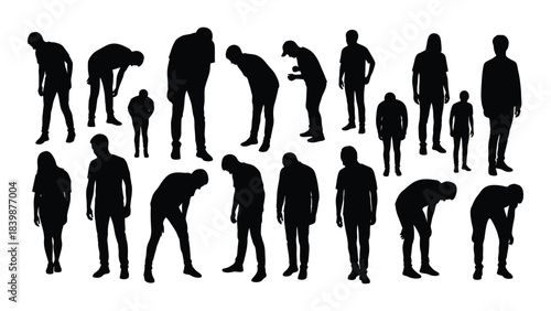 a collection of diverse human figures presented in dynamic poses showcasing a range of actions and postures silhouette