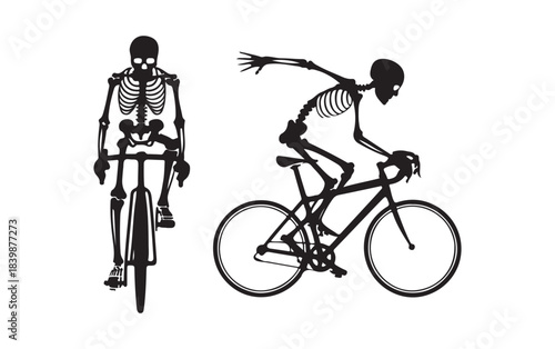 Skeleton Riders Cycling Vector Art.