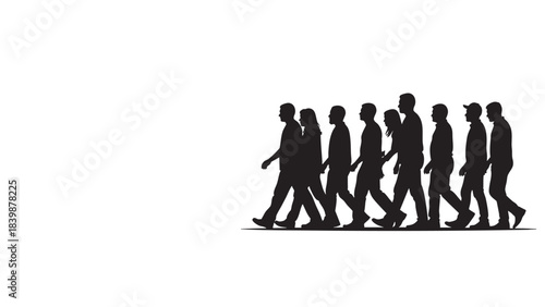 Group silhouette illustration of people in action for business and team success concept